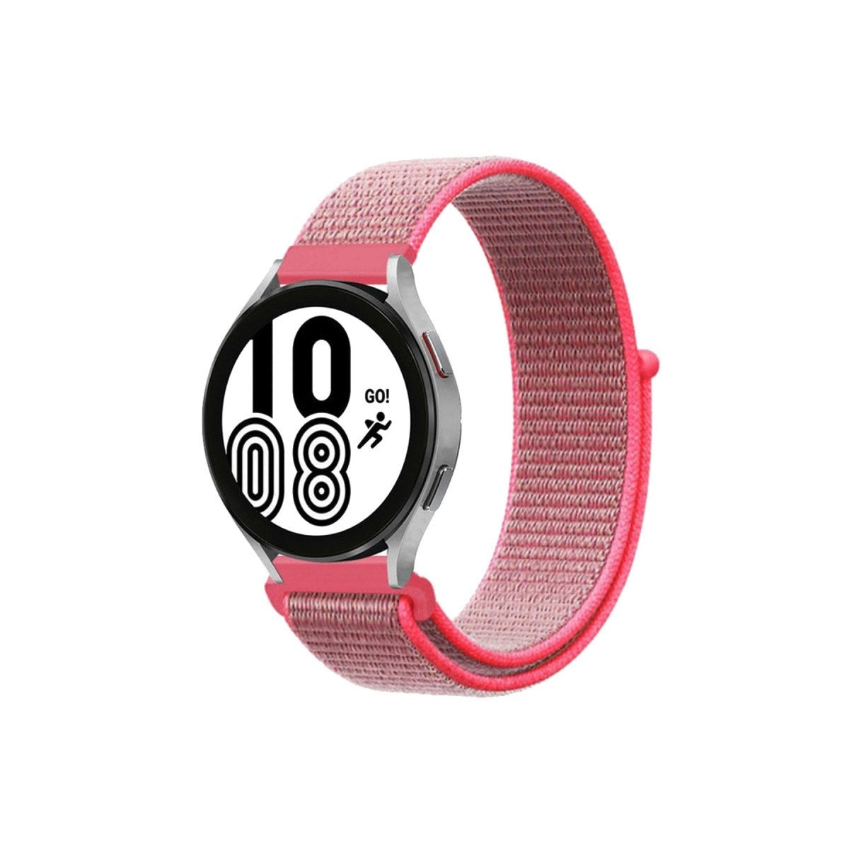 Mey İthalat® Samsung Galaxy Watch 4 Hasırlı Cırtcırtlı Kordon - Pembe