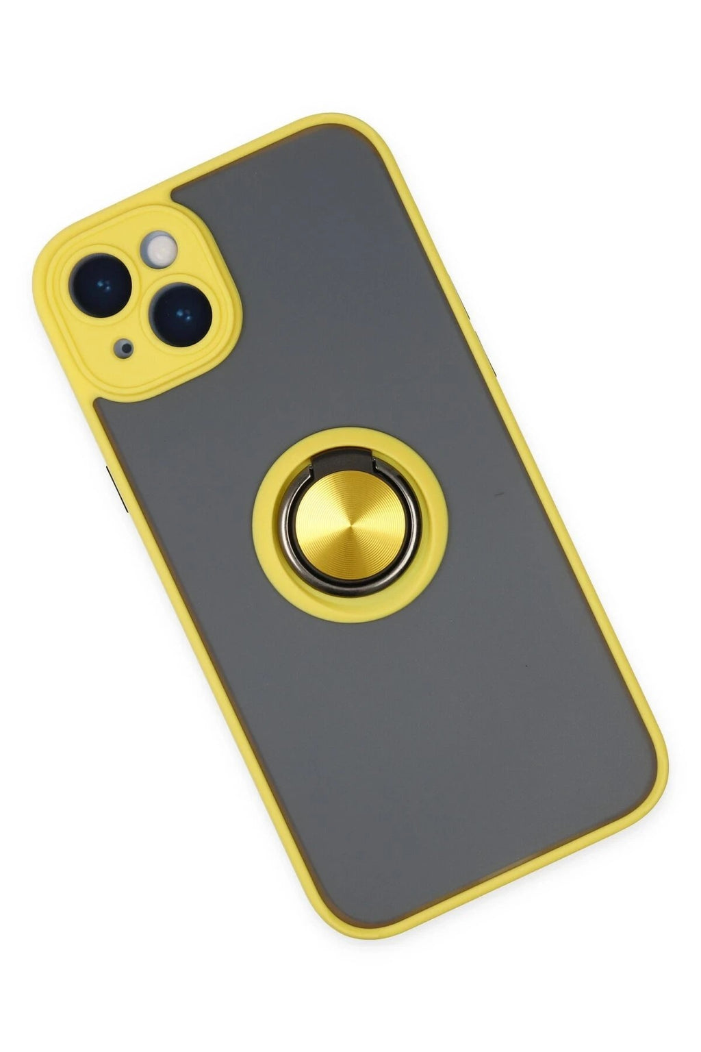 Mey İthalat® iPhone 14 Kılıf Montreal Yüzüklü Silikon Kapak - Sarı