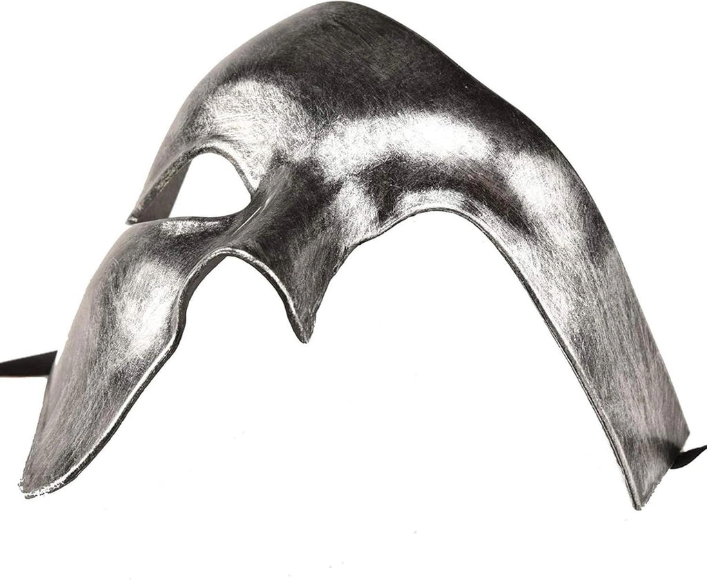 Mey İthalat® Antik Eskitme Gümüş Erkek Yarım Maske - Phantom &amp; Balo Maskesi