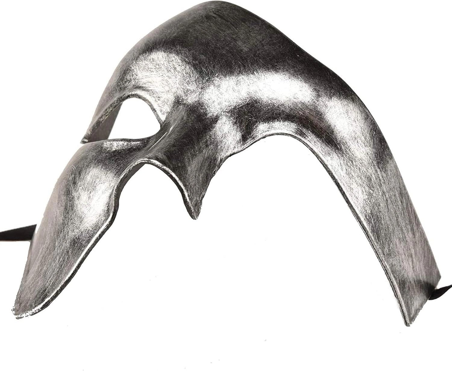 Mey İthalat® Antik Eskitme Gümüş Erkek Yarım Maske - Phantom &amp; Balo Maskesi
