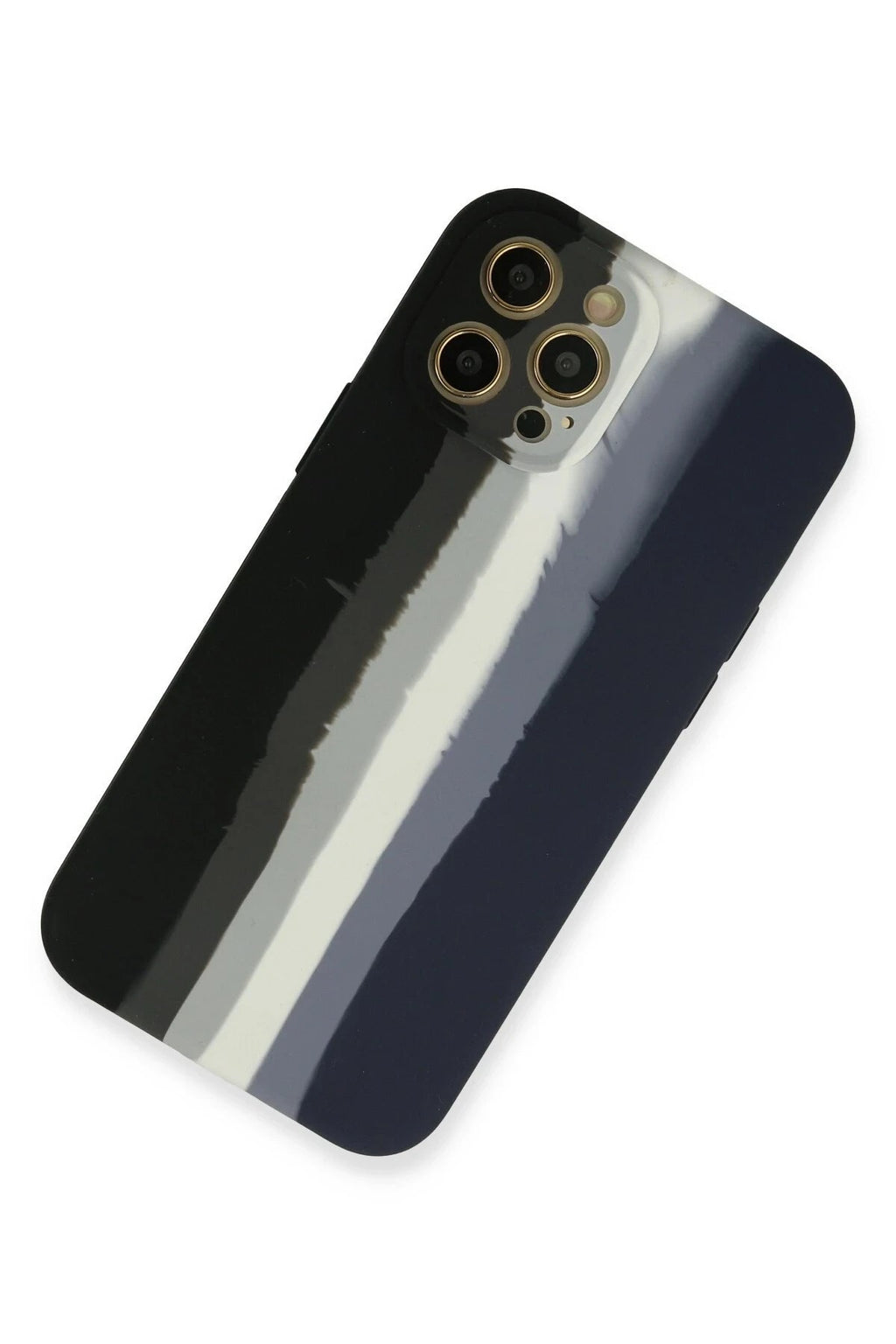 Mey İthalat® iPhone 12 Pro Max Kılıf Ebruli Lansman Silikon - Siyah-Lacivert
