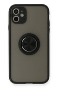 Mey İthalat® iPhone 11 Kılıf Montreal Yüzüklü Silikon Kapak - Siyah