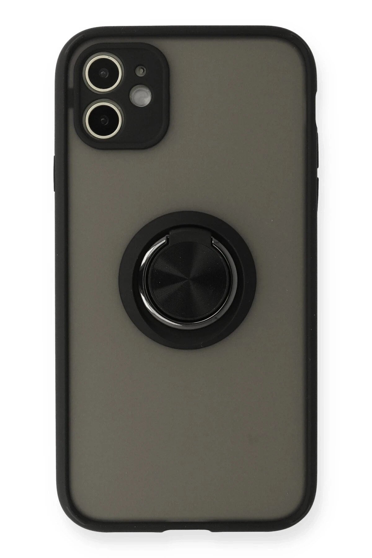 Mey İthalat® iPhone 11 Kılıf Montreal Yüzüklü Silikon Kapak - Siyah