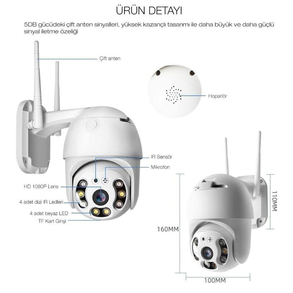 20 MP HD Lens İç Dış Mekan Suya Danıklı IP Wifi Network Güvenlik Kamerası Wifi Kamera