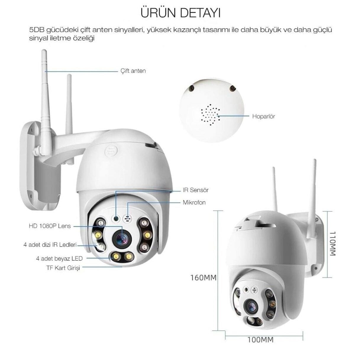 20 MP HD Lens İç Dış Mekan Suya Danıklı IP Wifi Network Güvenlik Kamerası Wifi Kamera