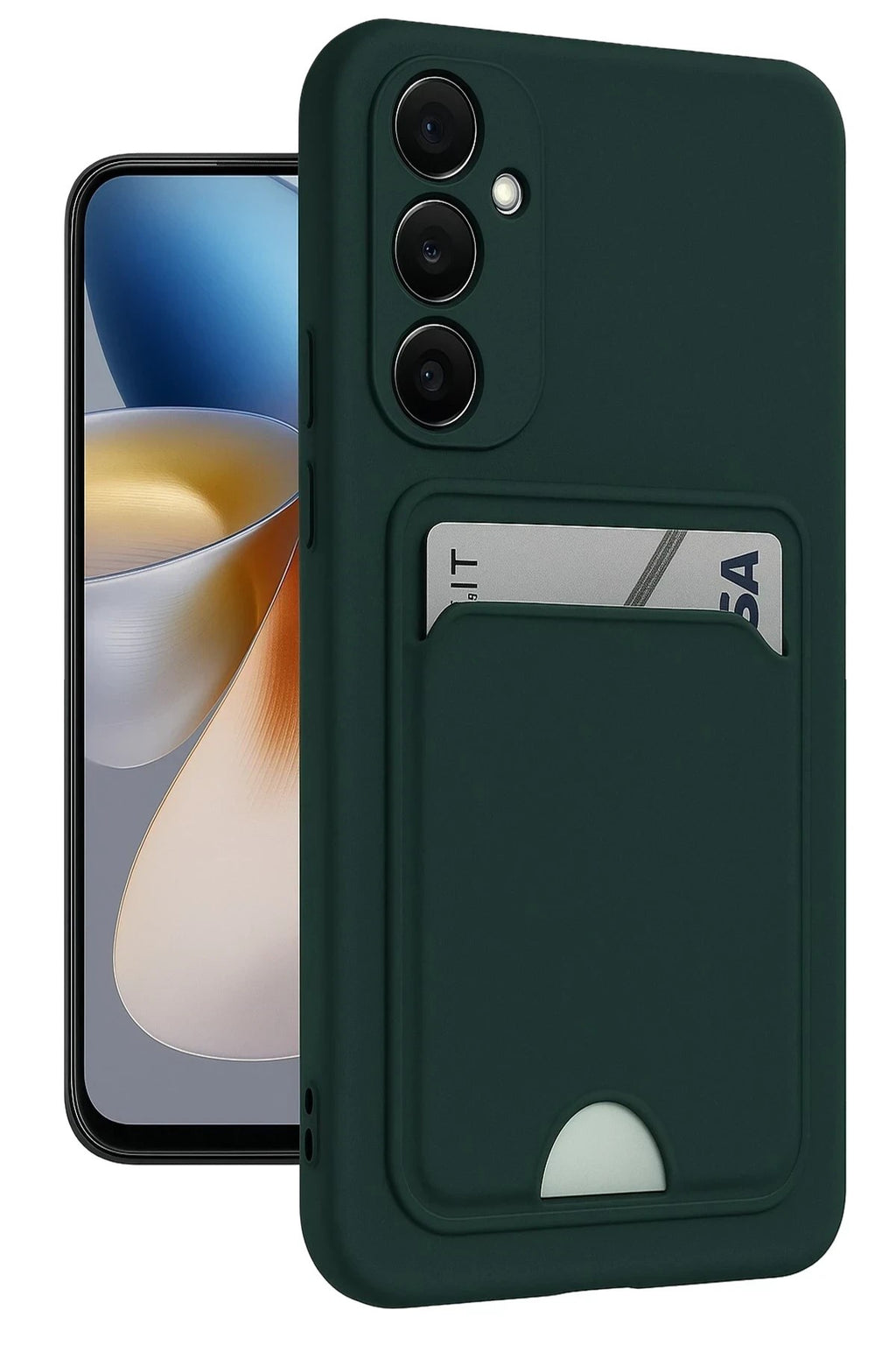 Mey İthalat® Samsung Galaxy S24 FE Kılıf Kelvin Kartvizitli Silikon - Koyu Yeşil