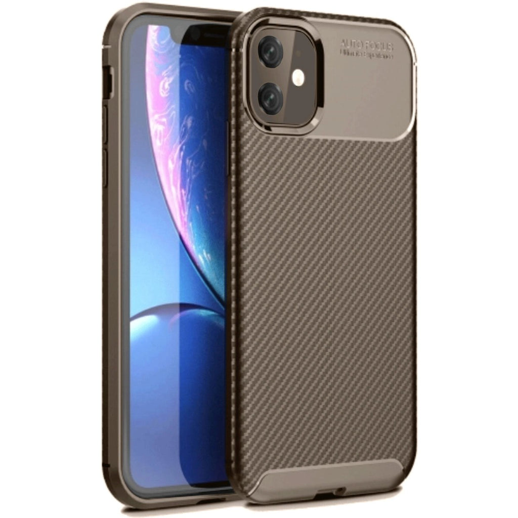 Mey İthalat® iPhone 11 Kılıf Auto Focus Karbon Kapak - Kahverengi