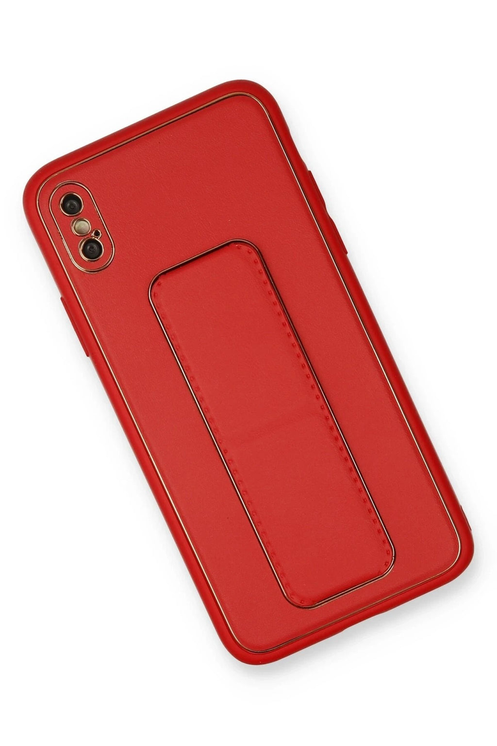Mey İthalat® iPhone XS Max Kılıf Coco Deri Standlı Kapak - Kırmızı