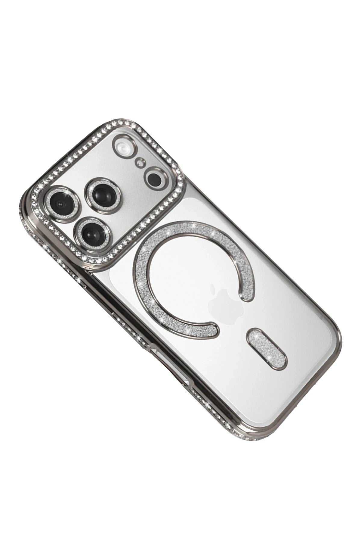 Mey İthalat® iPhone 17 Pro Joke Simli Magneticsafe Kılıf - Gümüş