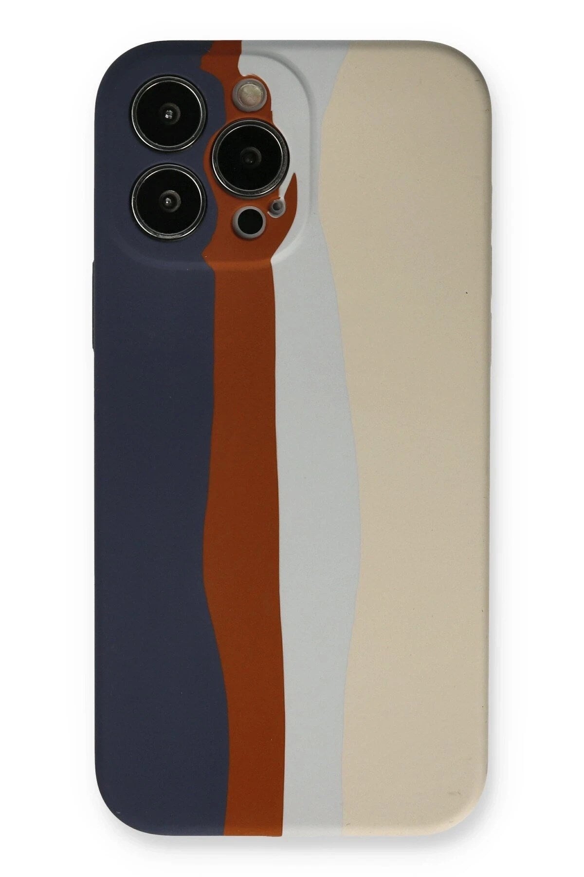 Mey İthalat® iPhone 13 Pro Kılıf Ebruli Lansman Silikon - Lacivert-Krem