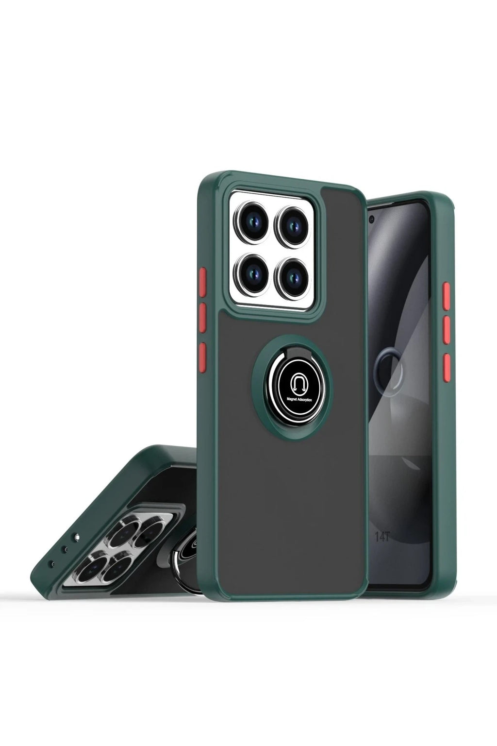 Mey İthalat® Mi 15 Pro Kılıf Montreal Yüzüklü Silikon Kapak - Yeşil