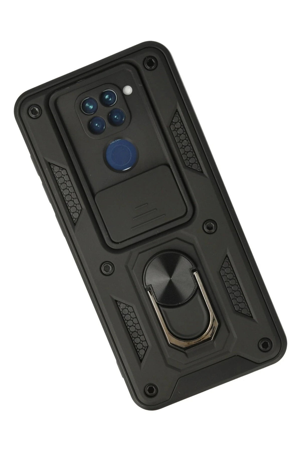Mey İthalat® Redmi Note 9 Kılıf Pars Lens Yüzüklü Silikon - Siyah