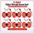 Mey İthalat® 6&amp;#39;lı Uğur Böceği Kostüm Seti – Kanat Taç Asa