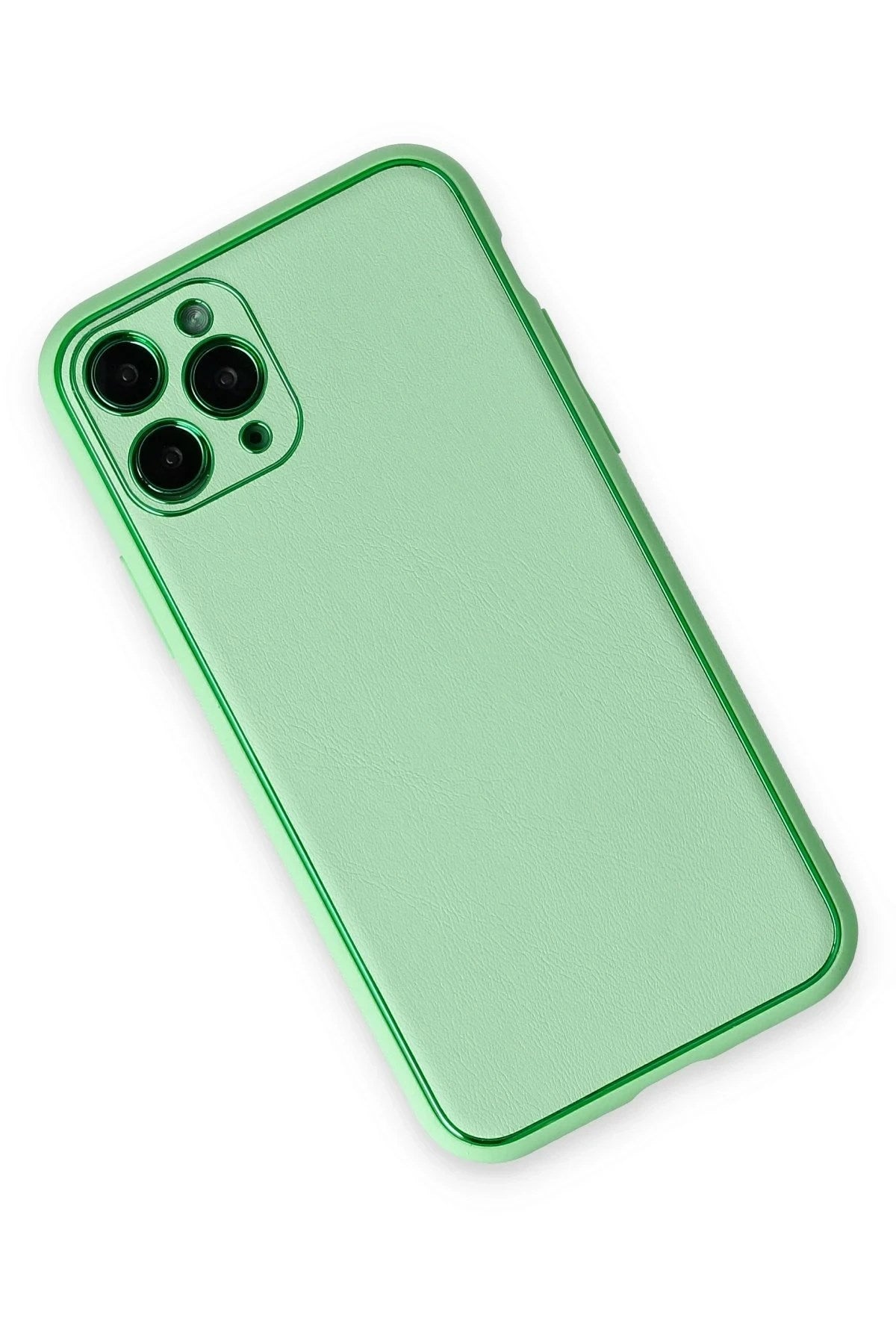 Mey İthalat® iPhone 11 Pro Kılıf Coco Deri Silikon Kapak - Açık Yeşil