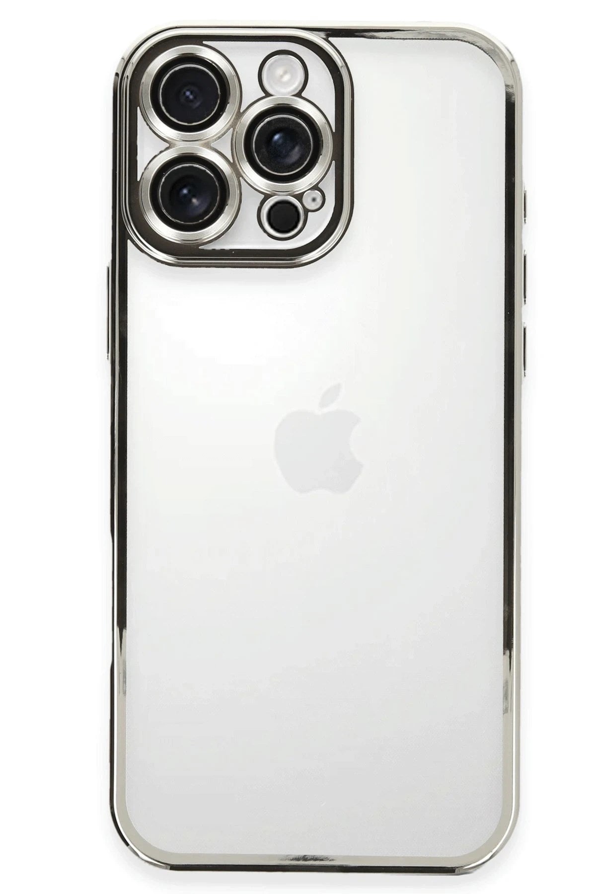 Mey İthalat® iPhone 16 Pro Max Kılıf Lensli Silikon - Gümüş