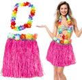 Mey İthalat® Hawaii Luau Aloha Pembe Püsküllü 40 cm Etek ve Hawaii Kolye Seti