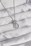 Mey İthalat® 316L Çelik Gümüş Renk Fiyonk Detaylı Zirkon Taşlı Damla Model Kolye
