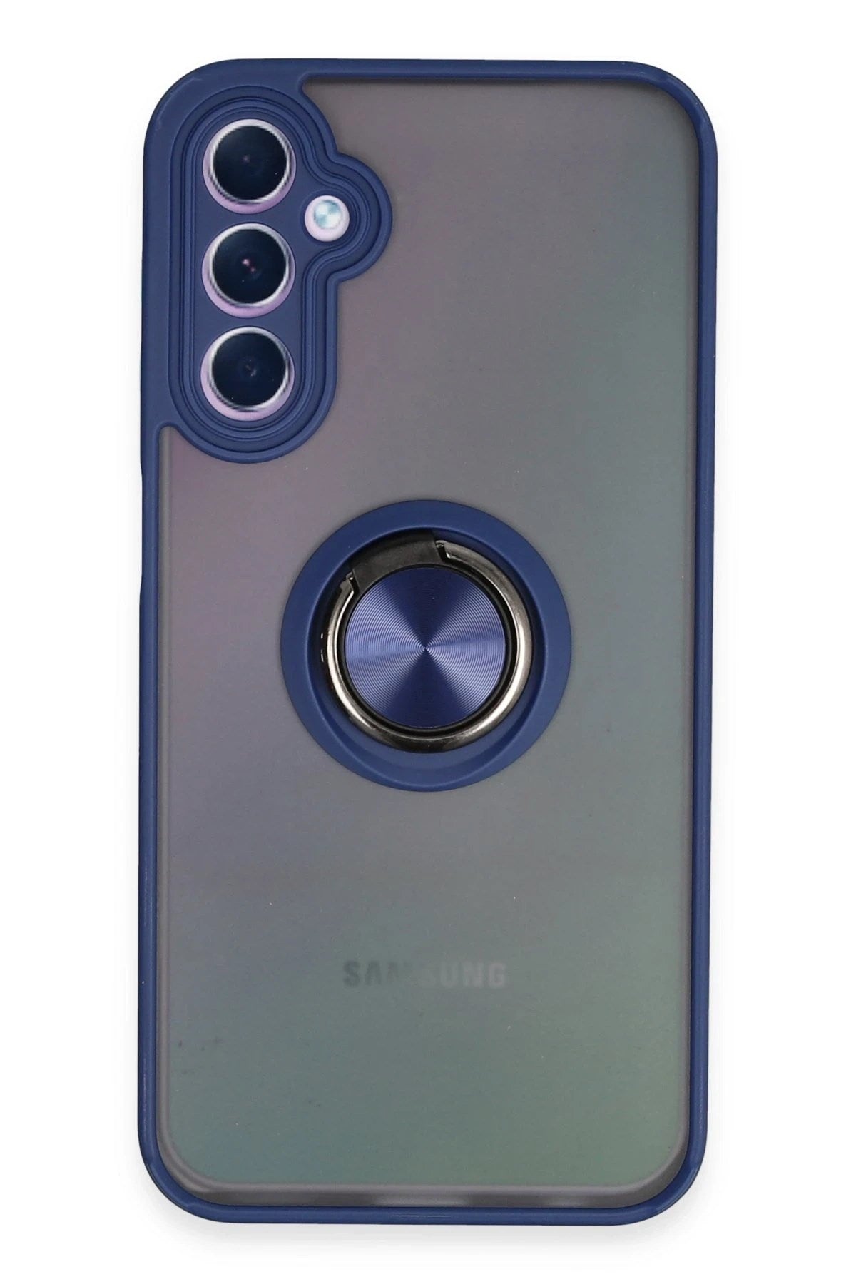 Mey İthalat® Samsung Galaxy A24 4G Kılıf Montreal Yüzüklü Silikon Kapak - Lacivert