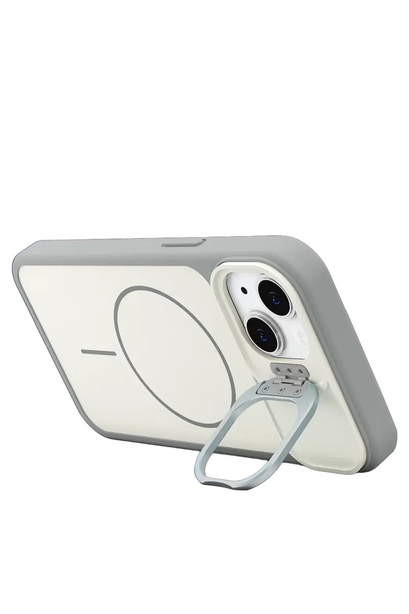 Mey İthalat® iPhone 14 Pale Magsafe Standlı Kapak - Beyaz