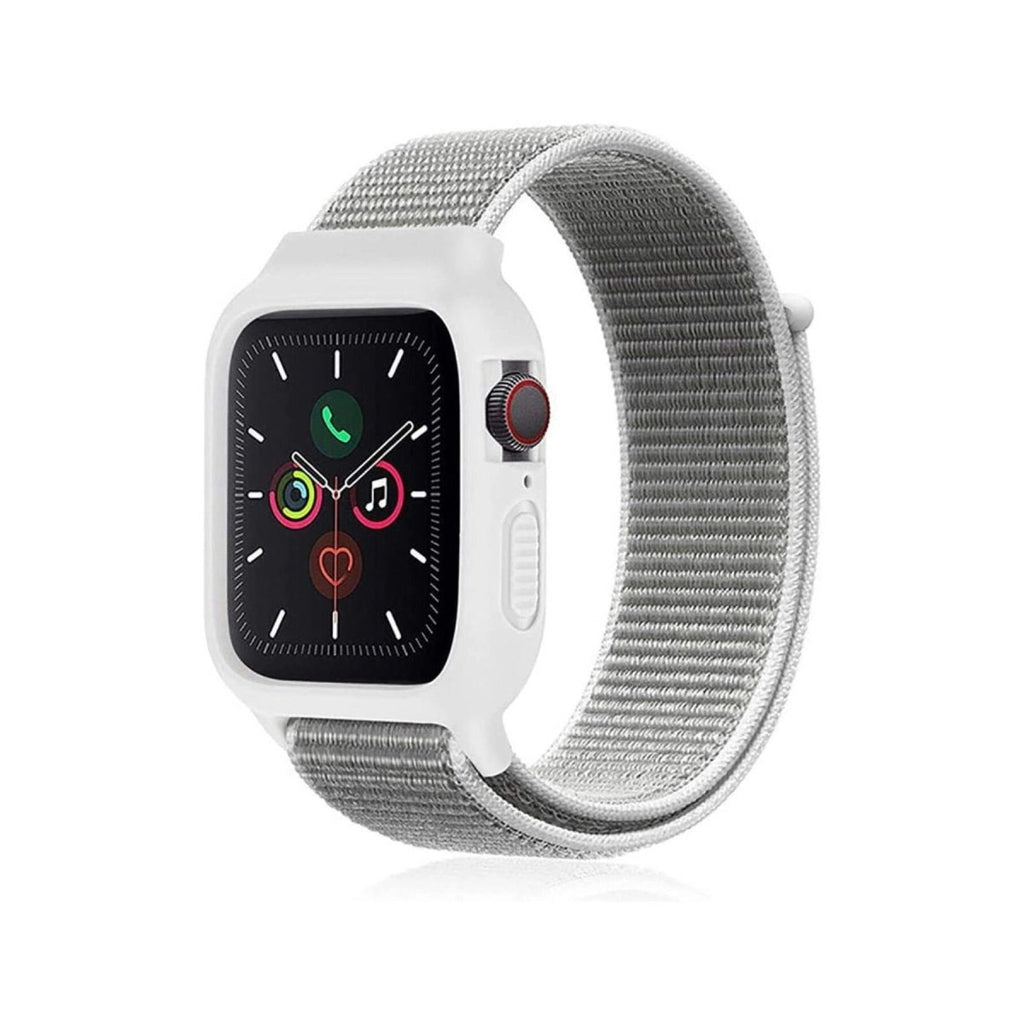 Mey İthalat® Watch 38mm Hasırlı Cırtcırtlı Kasalı Kordon - Beyaz