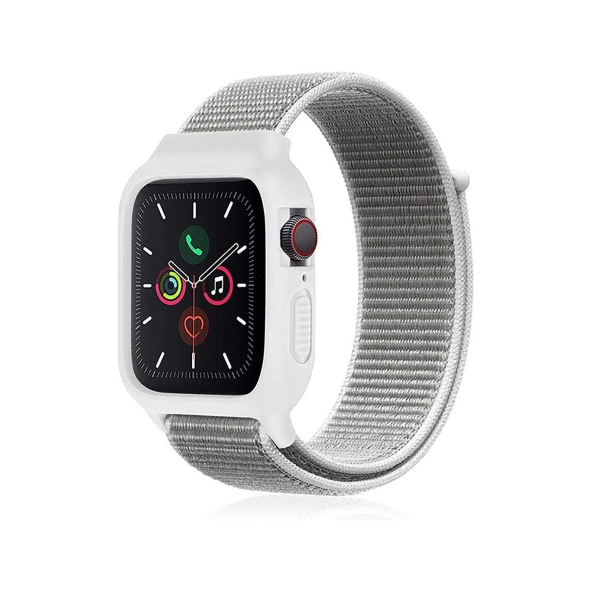 Mey İthalat® Watch 38mm Hasırlı Cırtcırtlı Kasalı Kordon - Beyaz