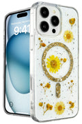 Mey İthalat® iPhone 16 Pro Max Kılıf Daisy Simli Magsafe Kapak - Gold
