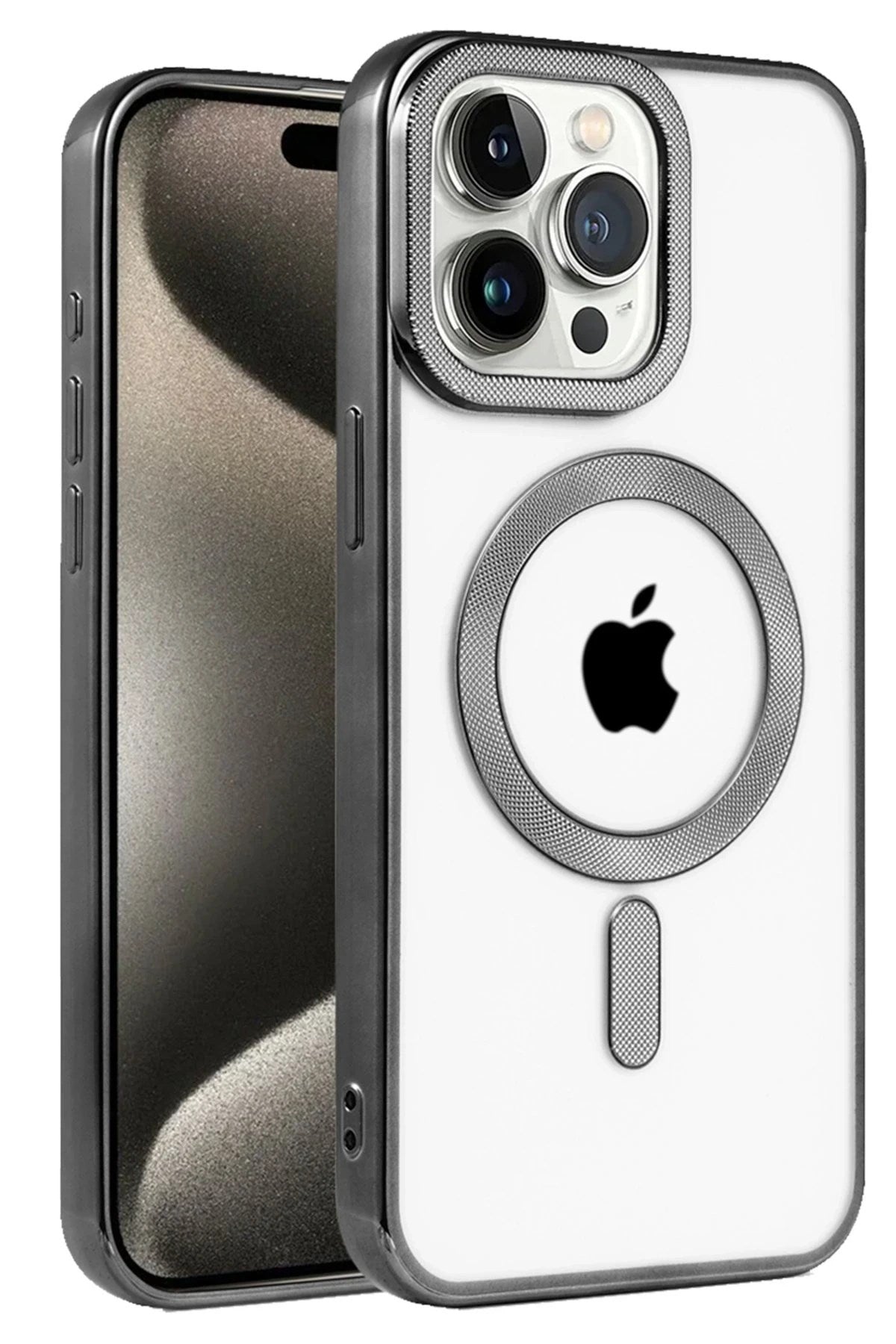 Mey İthalat® iPhone 15 Pro Max Kılıf Kronos Magsafe Kapak - Siyah