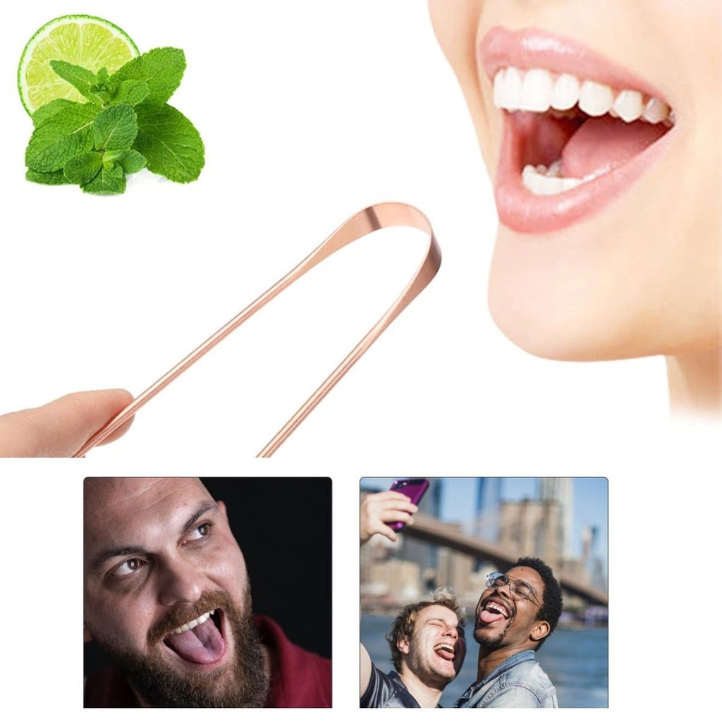 Bakır Oil Pulling Yağ Çekme Dil Plak Temizleme Aleti Dil Fırçası Sıyırıcı Dil Kaşığı
