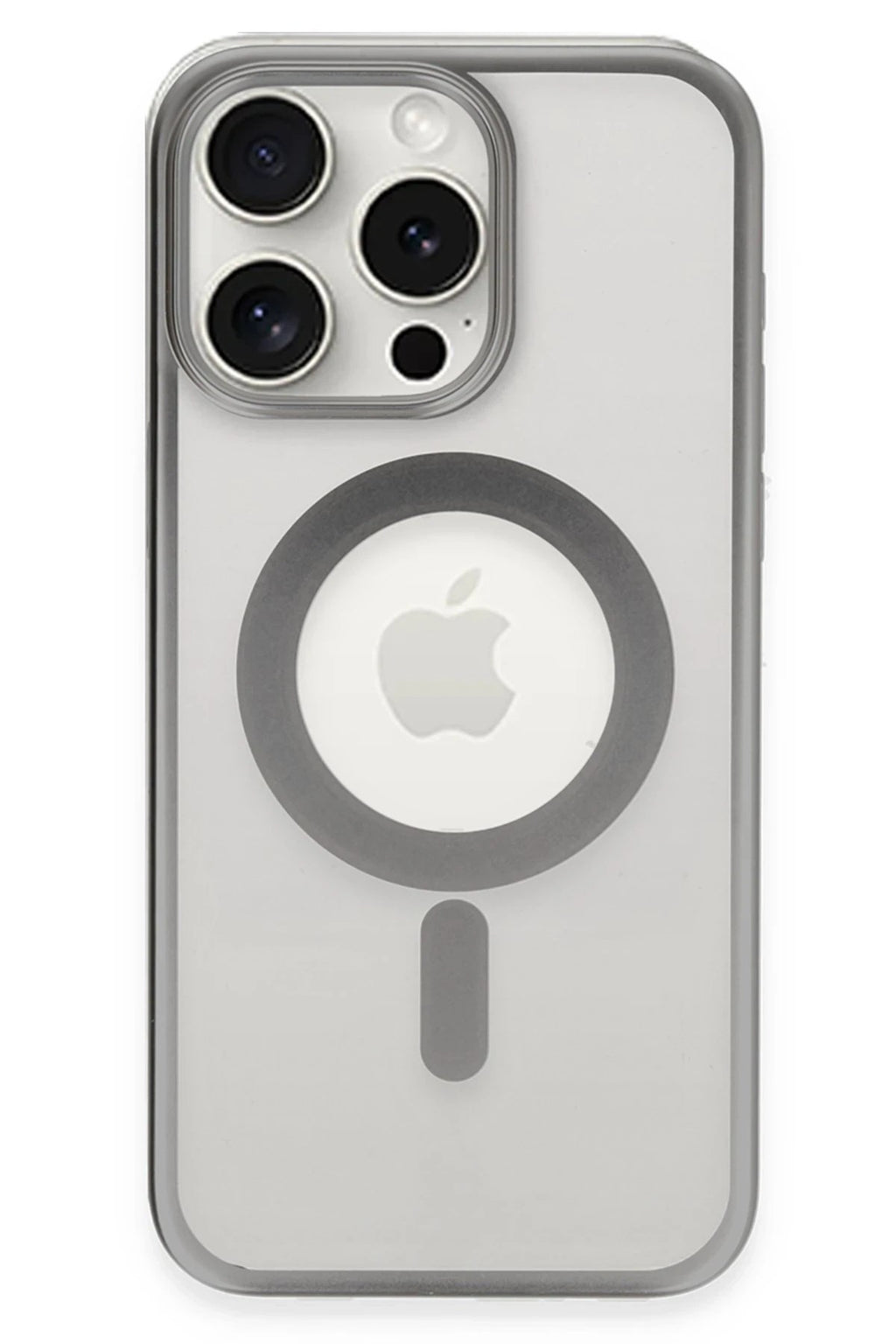 Mey İthalat® iPhone 15 Pro Max Kılıf Erozi Magsafe Kapak - Gümüş