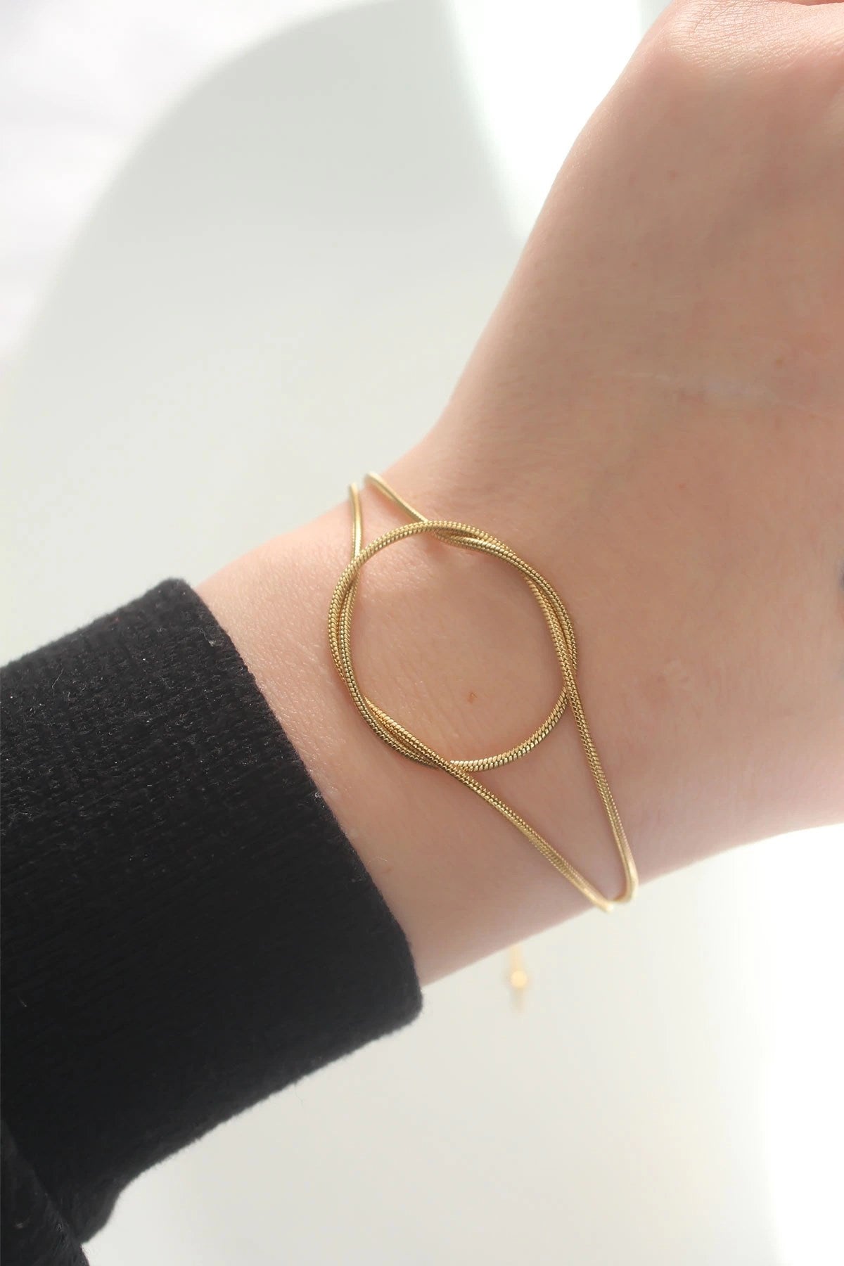 Mey İthalat® 316L Çelik Gold Renk Düğüm Model Bileklik