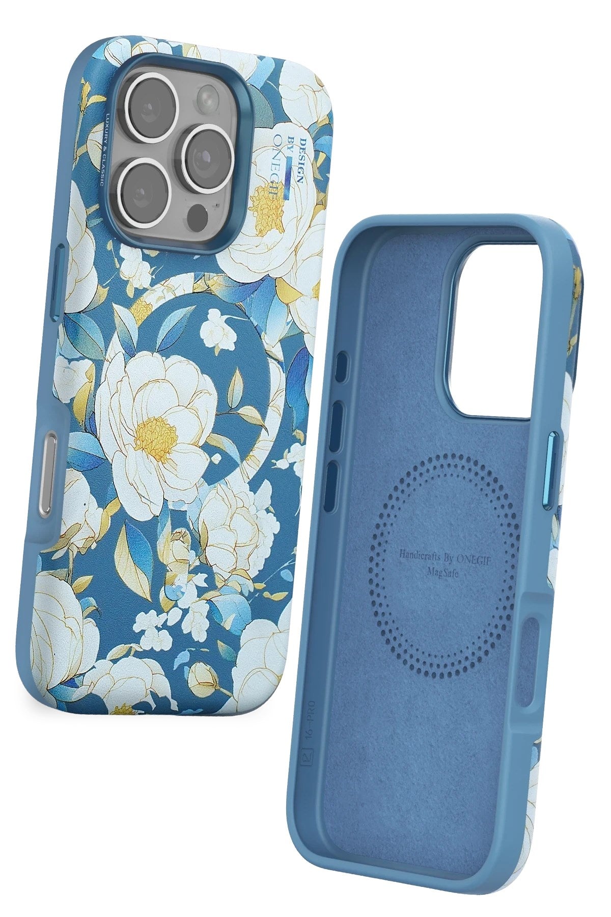 Mey İthalat® iPhone 16 Pro Flower Series Magsafe Kapak - Mavi