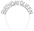Mey İthalat® Gümüş Renk Kristal Taşlı Parlak Birthday Queen Yazılı Kraliçe Taç 16x17 cm