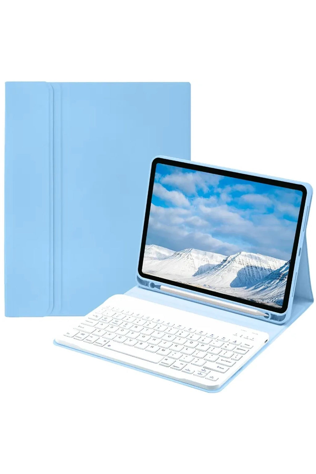 Mey İthalat® iPad Pro 11 (2022) Kılıf KC01 Smart Klavyeli Tablet Kılıfı - Açık Mavi