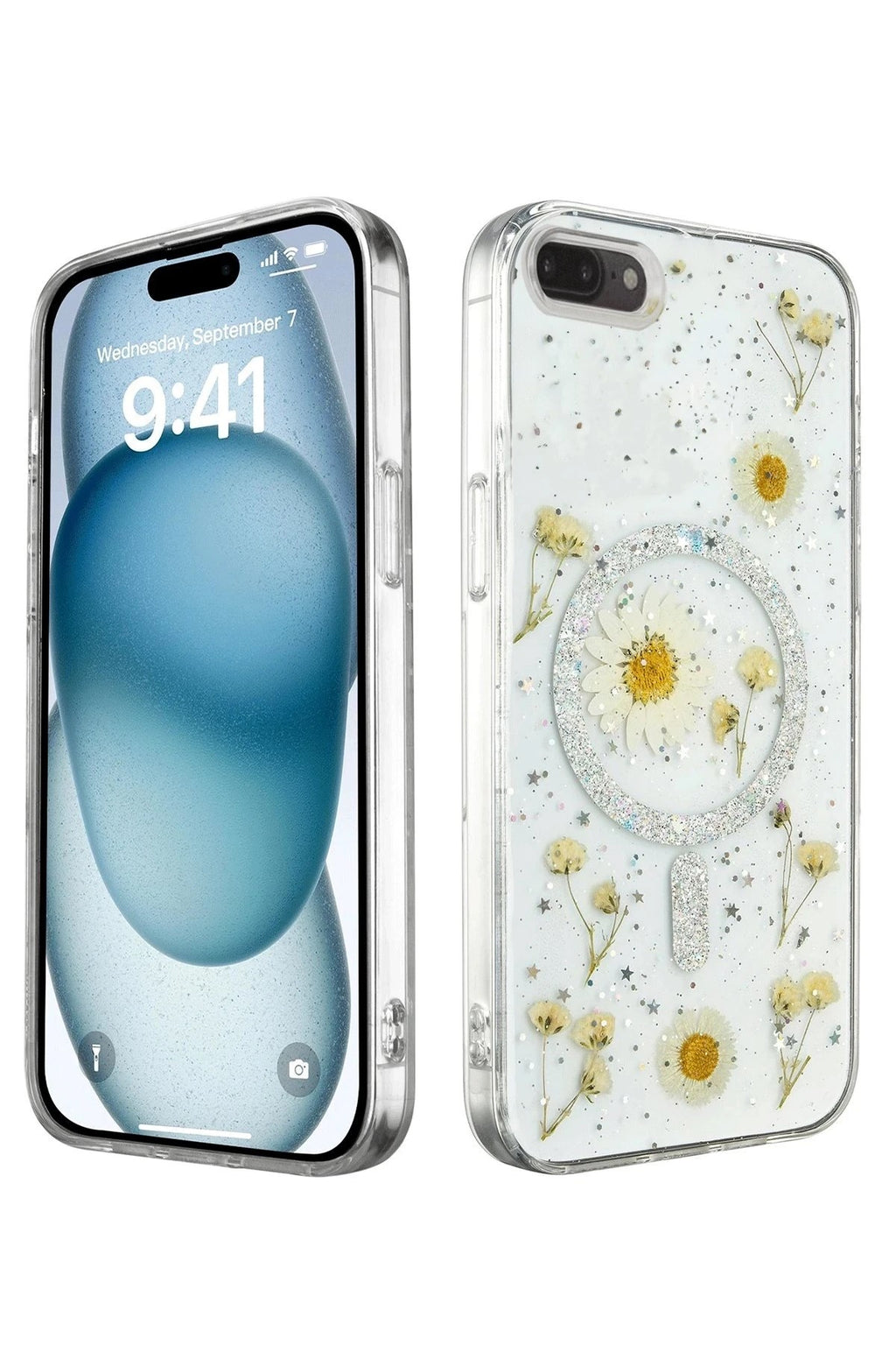Mey İthalat® iPhone 7 Kılıf Daisy Simli Magsafe Kapak - Gümüş