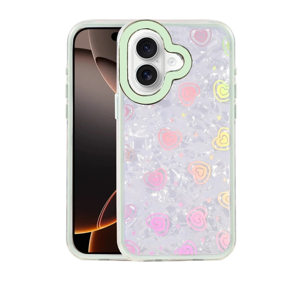 Mey İthalat® iPhone 16 Lumi Desenli Kapak - Yeşil