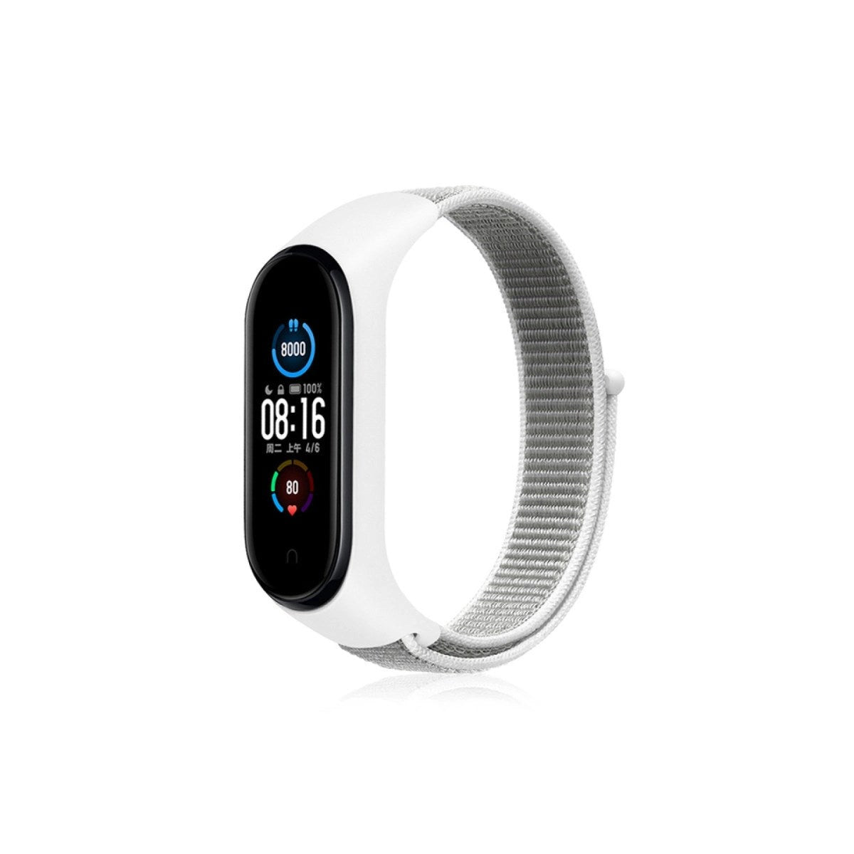 Mey İthalat® Mi Band 4 Hasırlı Cırtcırtlı Kordon - Beyaz