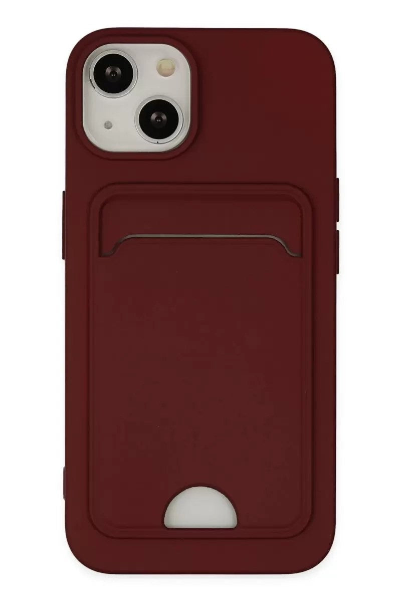 Mey İthalat® iPhone 14 Plus Kılıf Kelvin Kartvizitli Silikon - Bordo
