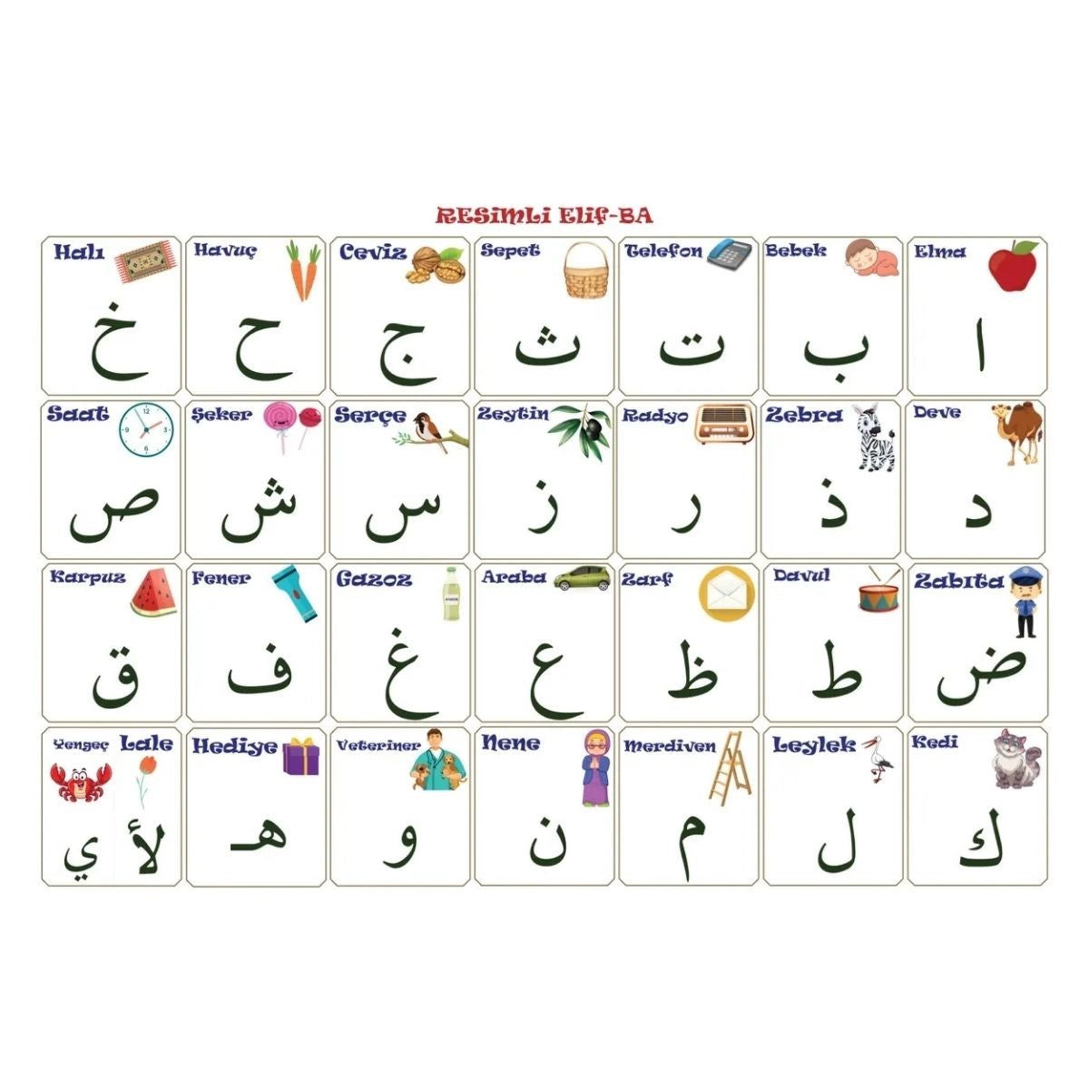 70x100 cm Statik Kağıt Elif-Ba Öğrenme Tahtası