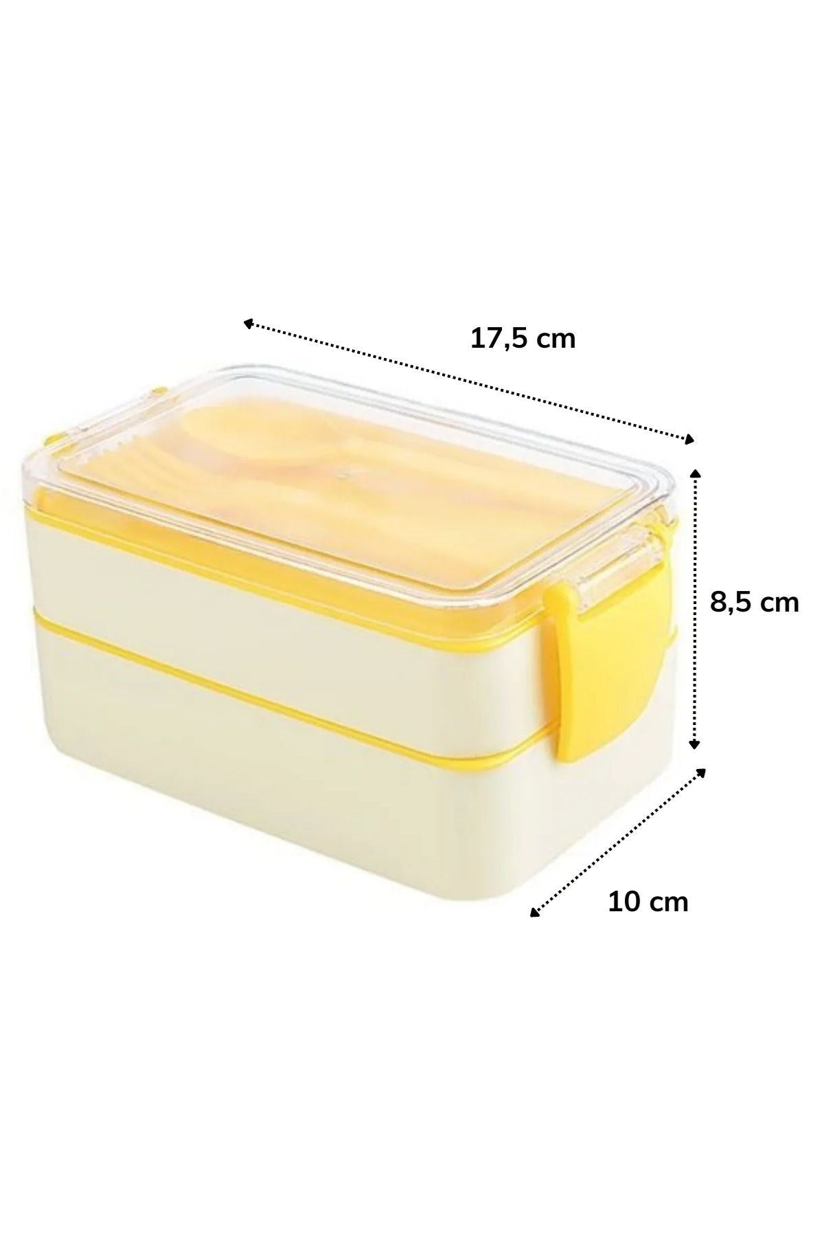 2 Bölmeli Çok Amaçlı 900 ml Kapasiteli Çatal Kaşıklı Dayanıklı Beslenme Kabı Yiyecek Kutusu