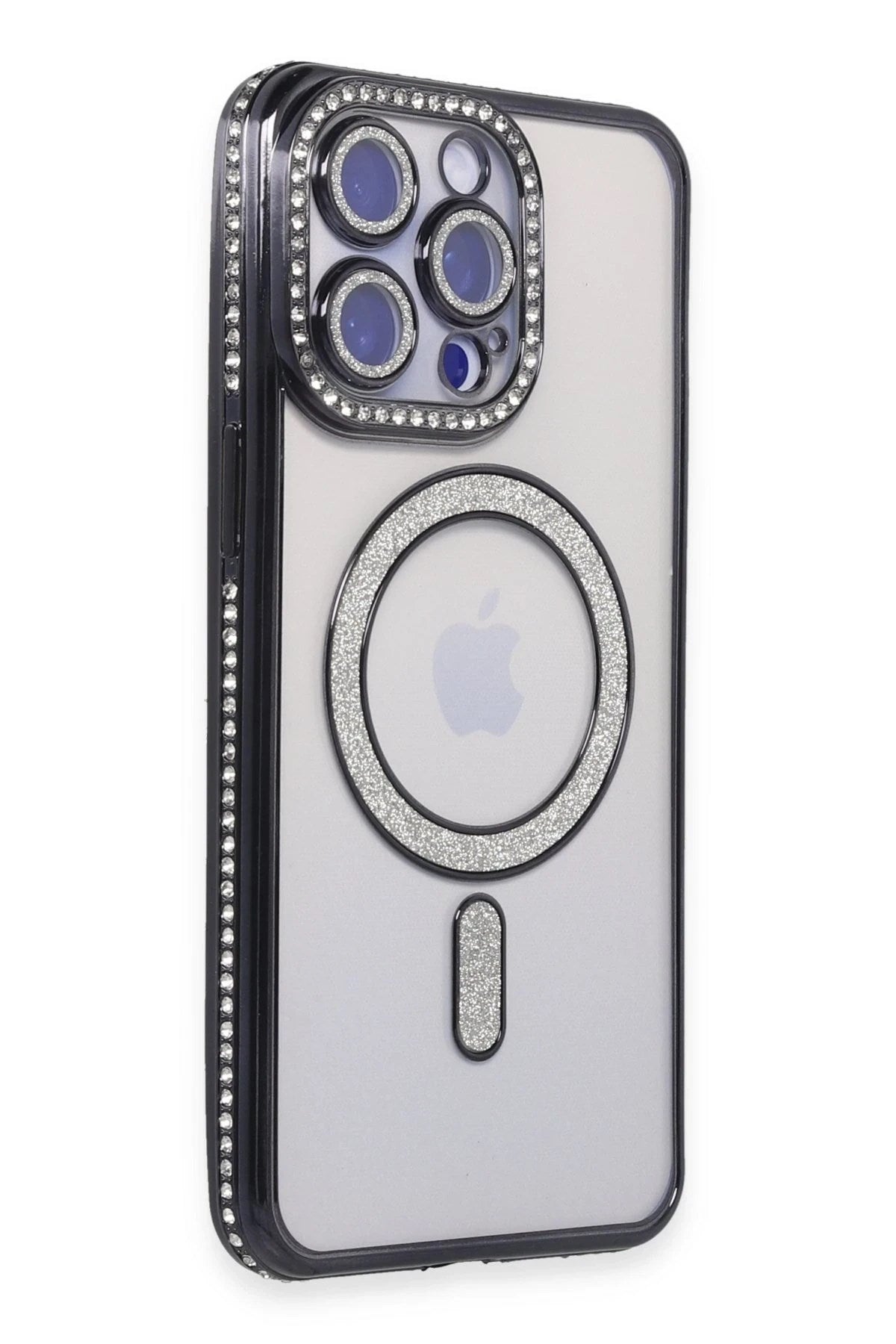 Mey İthalat® iPhone 15 Pro Kılıf Joke Simli Magneticsafe Kılıf - Siyah