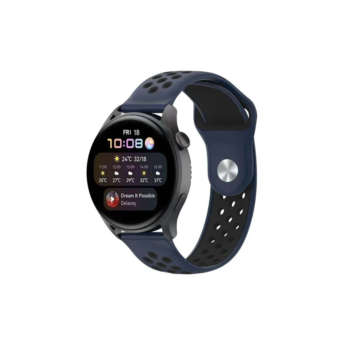 Mey İthalat® Watch 20mm Spor Delikli Kordon - Lacivert-Siyah