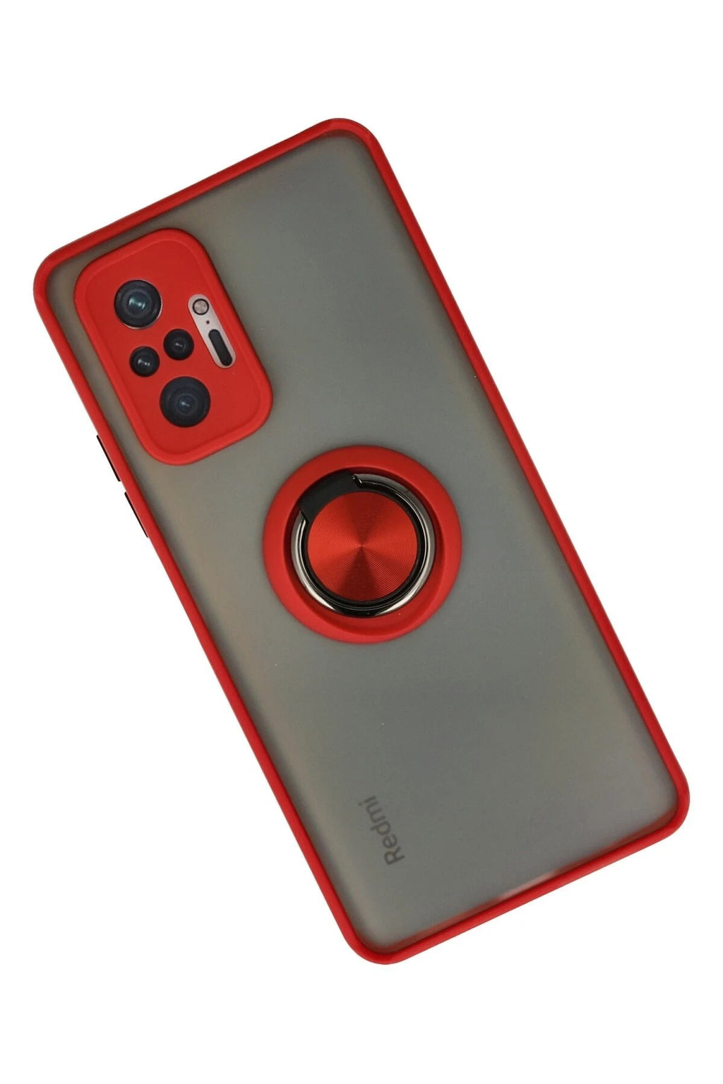 Mey İthalat® Redmi Note 10 Pro Kılıf Montreal Yüzüklü Silikon Kapak - Kırmızı