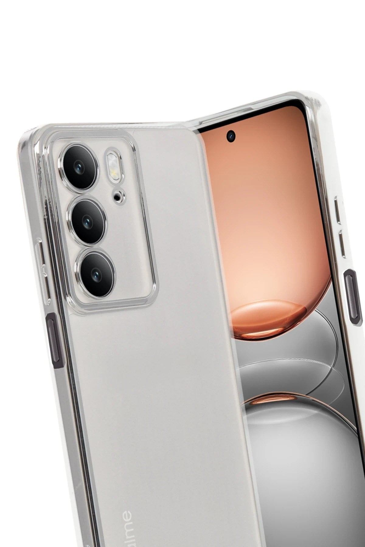 Mey İthalat® Realme C75 4G Kılıf Lensli Silikon - Gümüş