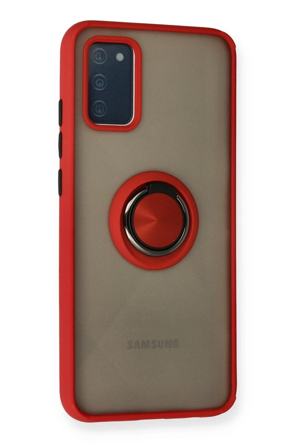 Mey İthalat® Samsung Galaxy A02S Kılıf Montreal Yüzüklü Silikon Kapak - Kırmızı