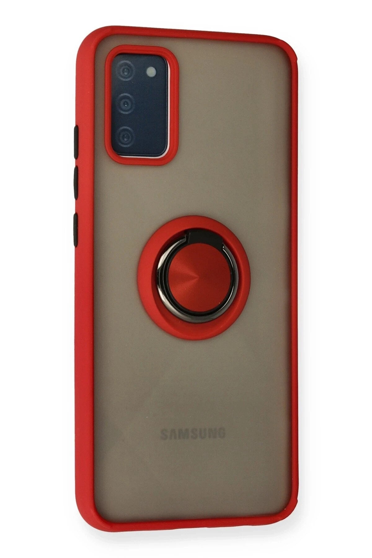 Mey İthalat® Samsung Galaxy A02S Kılıf Montreal Yüzüklü Silikon Kapak - Kırmızı