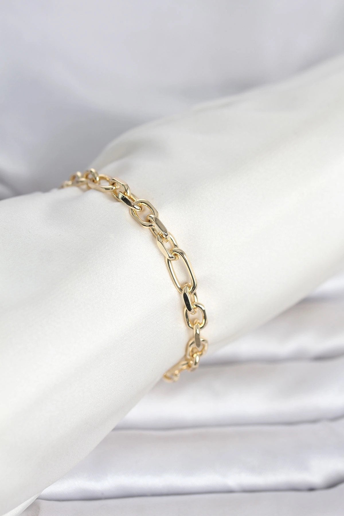 Mey İthalat® CM 14K Gold Renk Kalın Zincir Model Kadın Bileklik