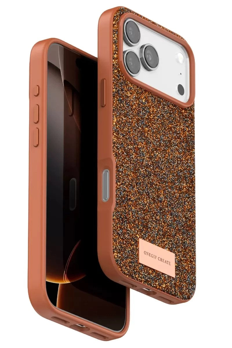 Mey İthalat® iPhone 17 Pro Bright Simli Kapak - Turuncu