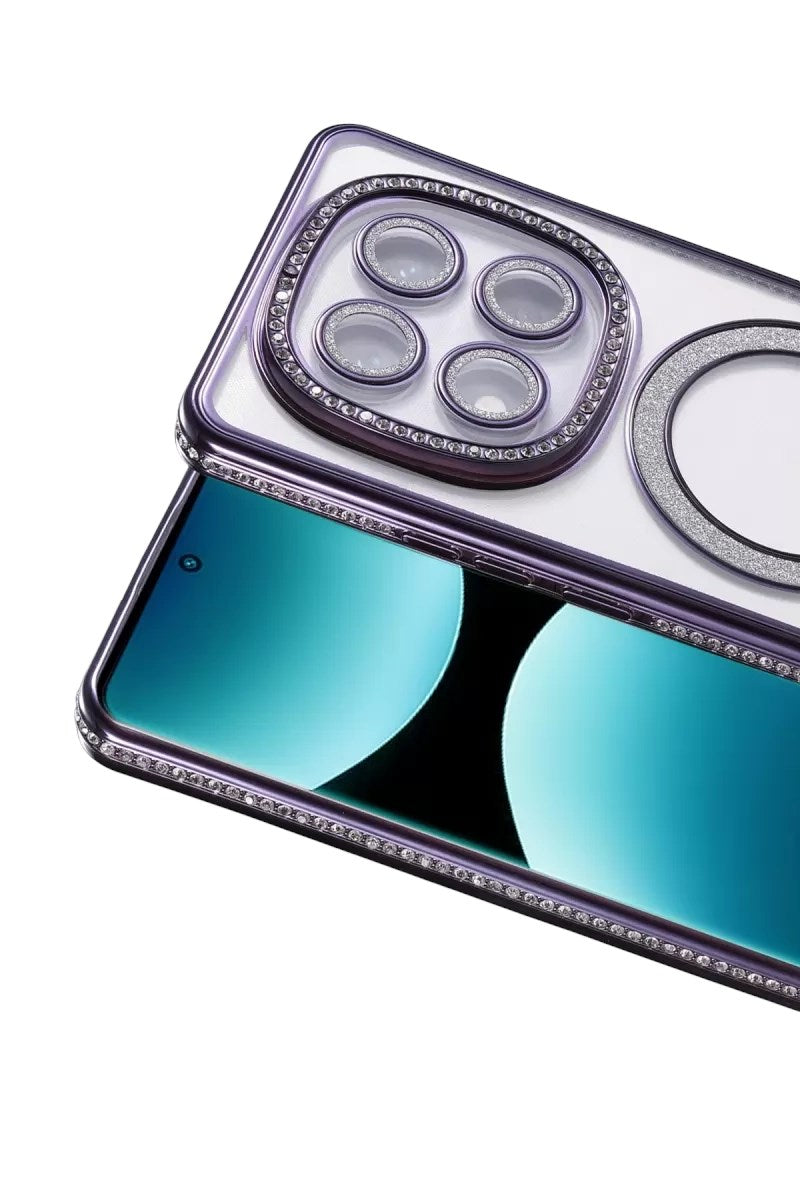 Mey İthalat® Redmi Note 15 Pro 5G Joke Simli Magneticsafe Kılıf - Derin Mor