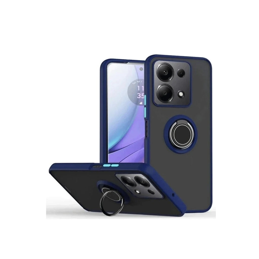 Mey İthalat® Redmi Note 13 Pro 5G Kılıf Montreal Yüzüklü Silikon Kapak - Lacivert