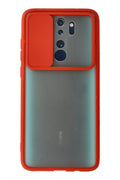 Mey İthalat® Redmi Note 8 Pro Kılıf Palm Buzlu Kamera Sürgülü Silikon - Kırmızı